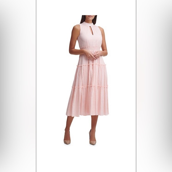So pretty!! Tommy Hilfiger - Texture Cotton Blend Midi Dress - PINK - Size 4 - Picture 14 of 14